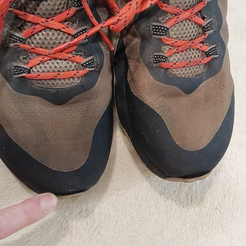 Merrell Men's Moab Speed hiking shoes black & brown with orange laces Sz 10.5 - Picture 8 of 11